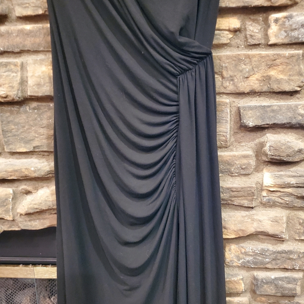 BLACK RUCHED DRAPE DRESS - Picture 3 of 6